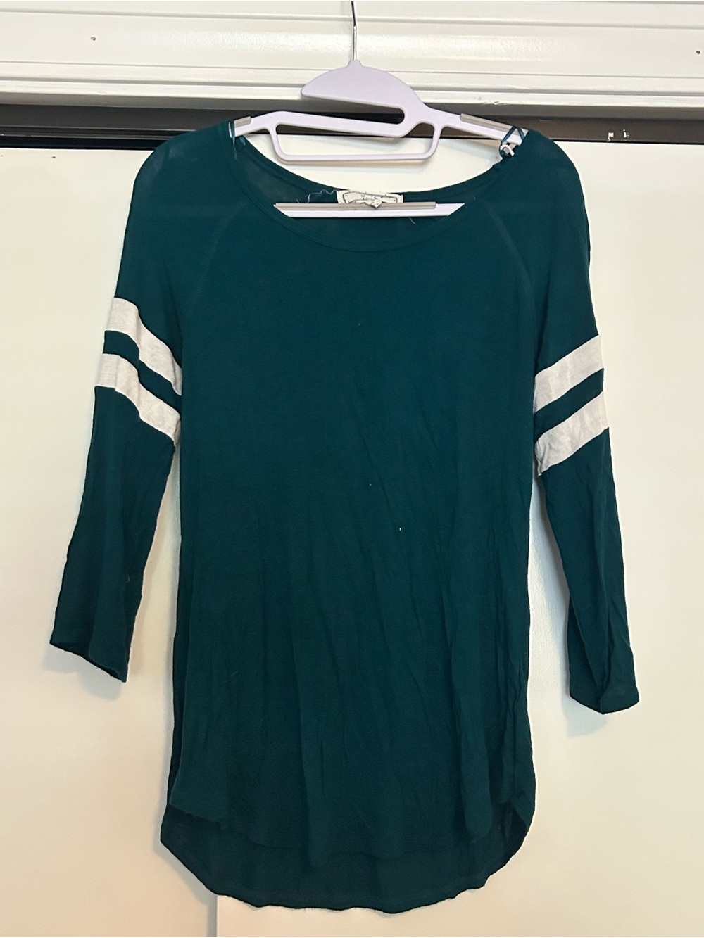 Hippie Rose Women's Teal Long Sleeve Stripe Sleeve Top